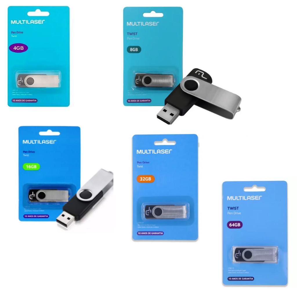 Pen drive 8gb 4gb 16gb 32gb 64gb Multilaser Twist PD589 Original