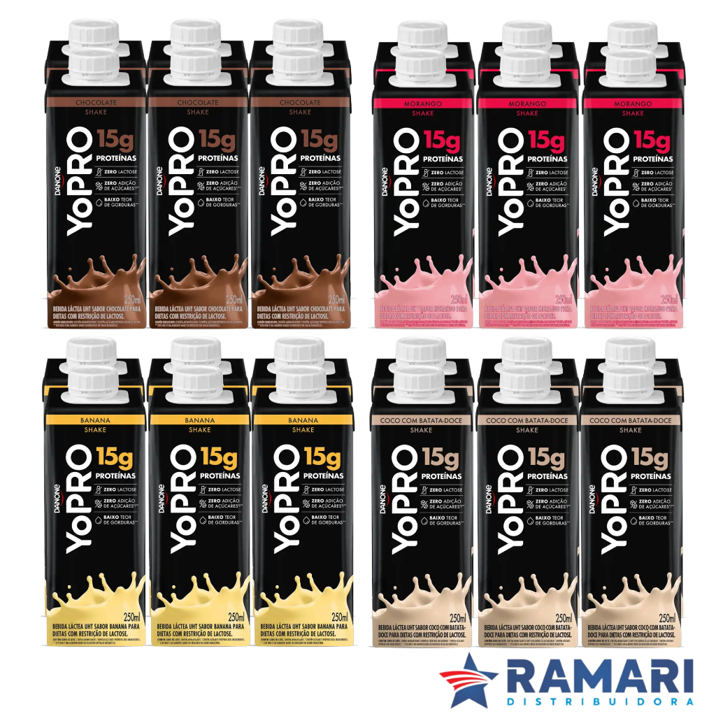 Kit 24 Unidades YoPRO Bebida Láctea Diversos Sabores 15g de Proteínas 250ml em Oferta na Shopee