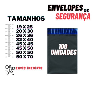 100 Envelopes de Segurança Diversos Tamanhos- Embalagem para Ecommerce Kit com 100 unidades Sacos invioláveis