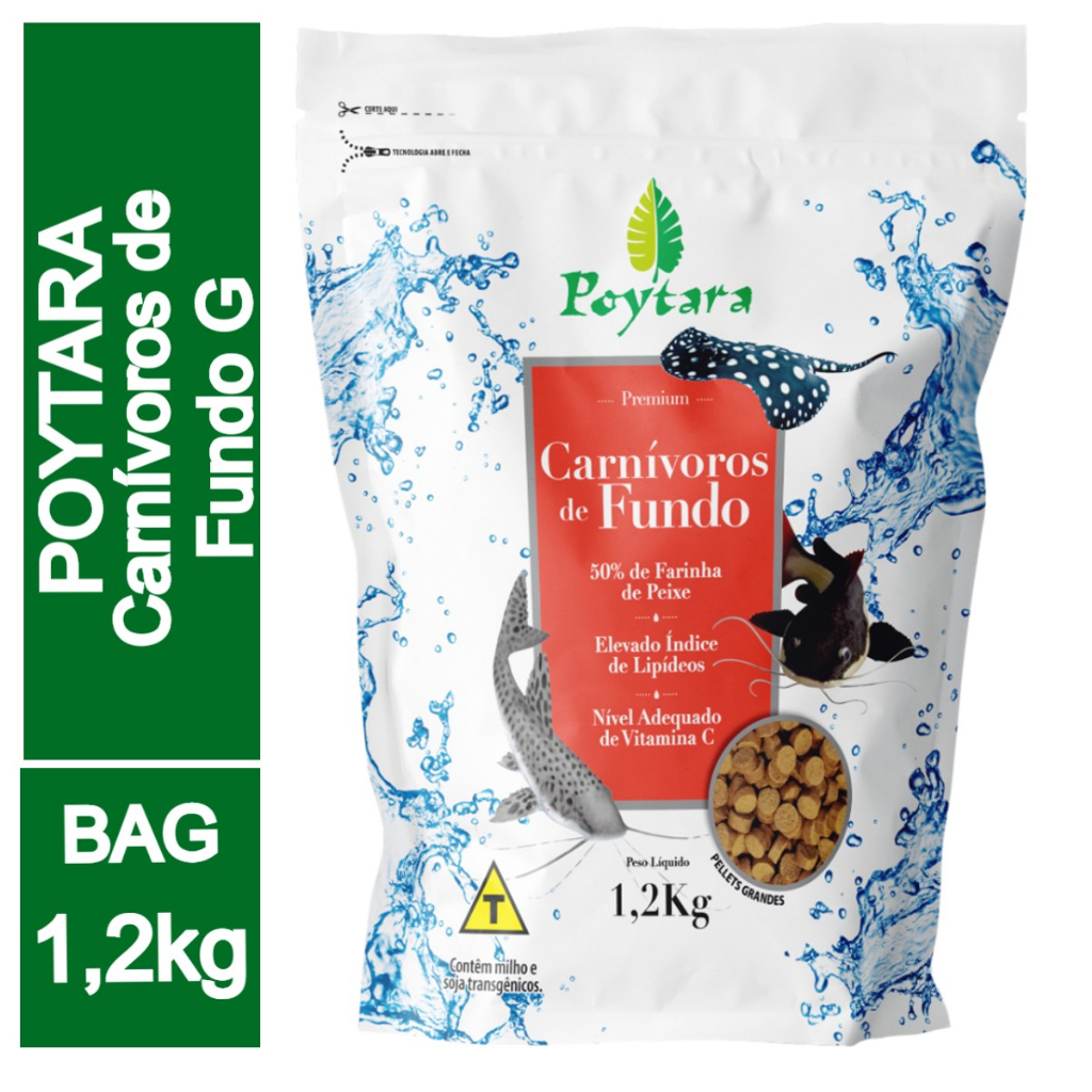 Ração Poytara Premium Carnívoros de Fundo G 1,2Kg