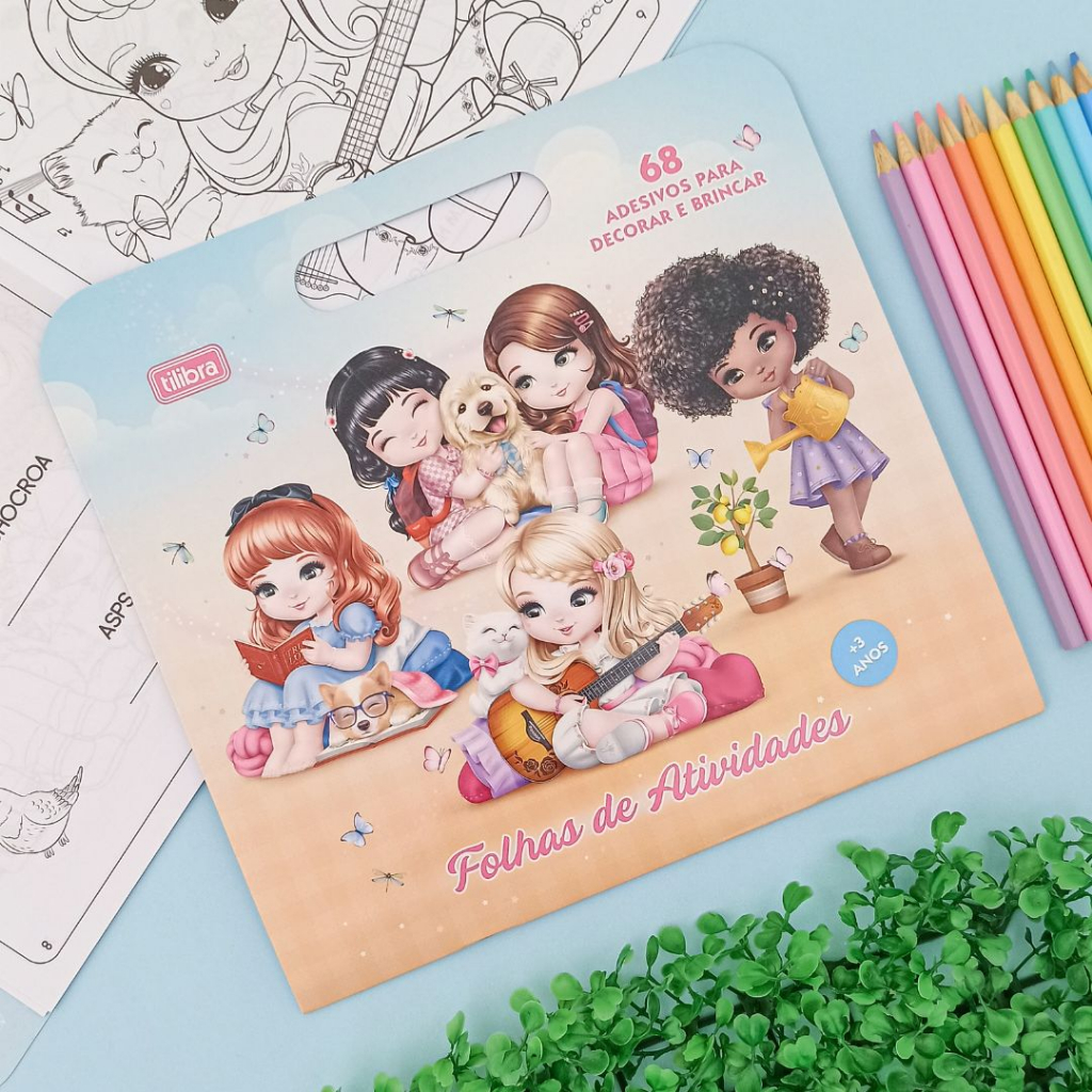 Kit Maleta Livro de Colorir com Adesivos Jolie - Tilibra | Livro de Colorir (Raptor, Maria Clara e JP, Unicórnio, Princesas Disney, Mickey, Minnie, Homem Aranha)