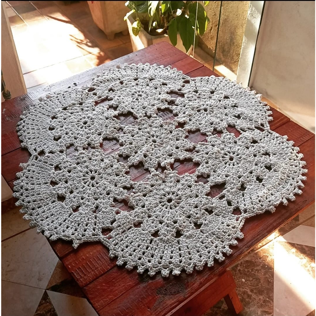 Toalha de Mesa Centro de Mesa em Crochê Decoração de Mesa Tapete de Crochê Presente Casa