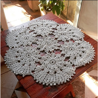 Toalha de Mesa Centro de Mesa em Crochê Decoração de Mesa Tapete de Crochê Presente Casa