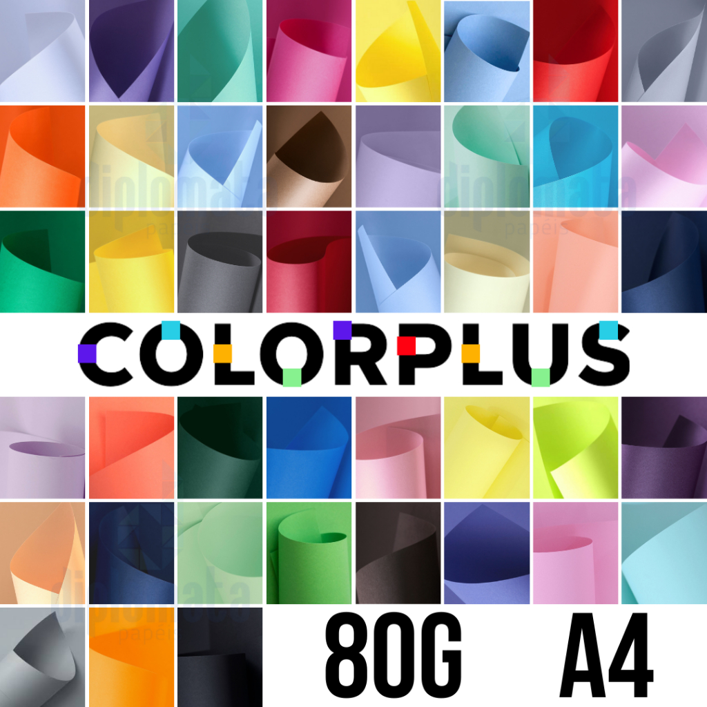 Papel Color Plus 80g (9 Fls A4) Original Blendpaper Colorido na Massa! ColorPlus Cores Vivas Escuras Claras Pastéis