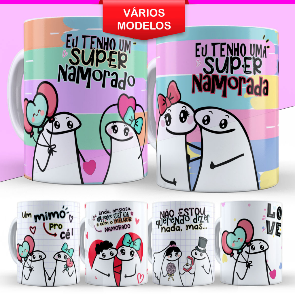 Caneca Casal Dia dos Namorados Presente para Namorado Namorada Flork Meme Cesta Personalizada Lembracinha