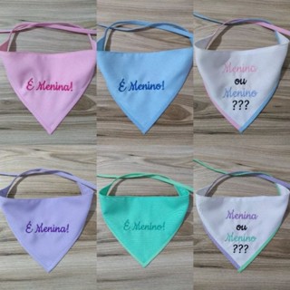 Bandana Pet Chá Revelação Oxford 1 Unidade Bordada Cachorro Gato Banho e Tosa