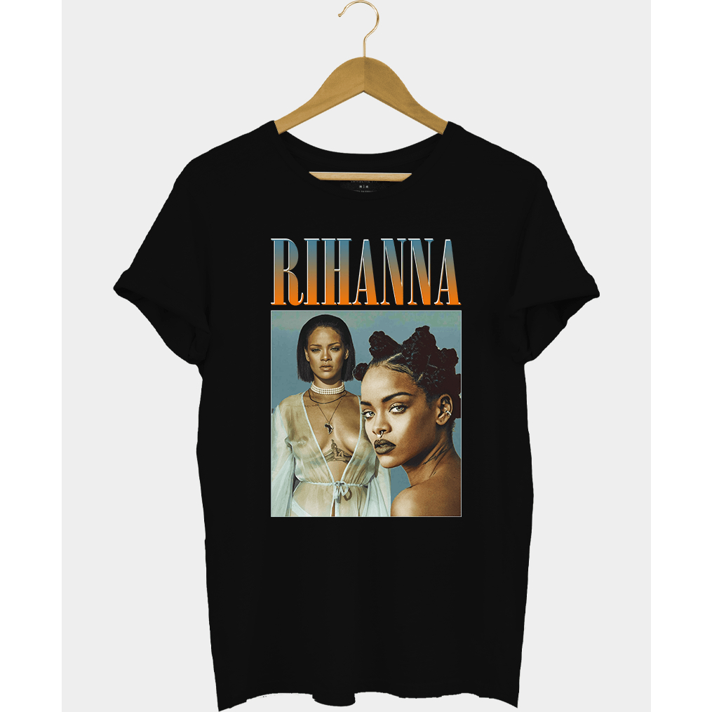 Camiseta Feminina Rihanna Baby Look Camisa Music Pop canção Umbrella!