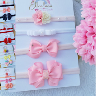 Kit lacinhos RN de luxo faixinha de bebê tiara de bebe menina