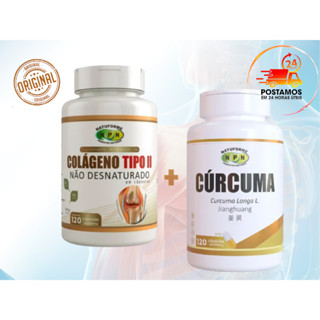 Kit Colágeno Tipo II 120 Cápsulas + Cúrcuma Assafrão Curcumina 120 Cápsulas