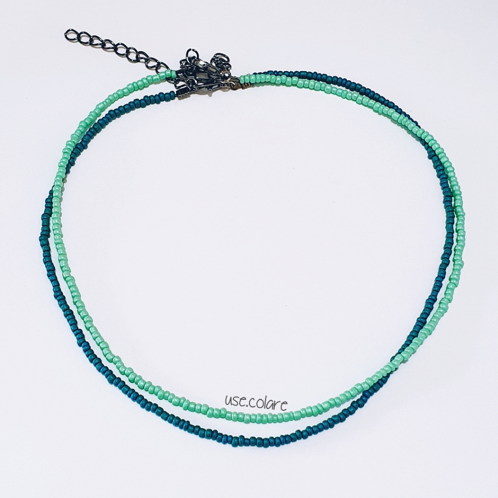 Kit 2 Colares Verde menta e Verde escuro - Colar de Miçangas em Oferta na Shopee