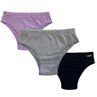 Kit 3 Calcinha em Algodão Pala Alta Mirela Gestante Baixa Compressão Conforto Senhora Maternidade