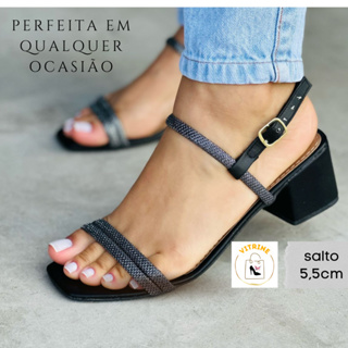 Sandalia Feminina Bloco Medio Gliter Brilho VITRINE em Oferta na Shopee