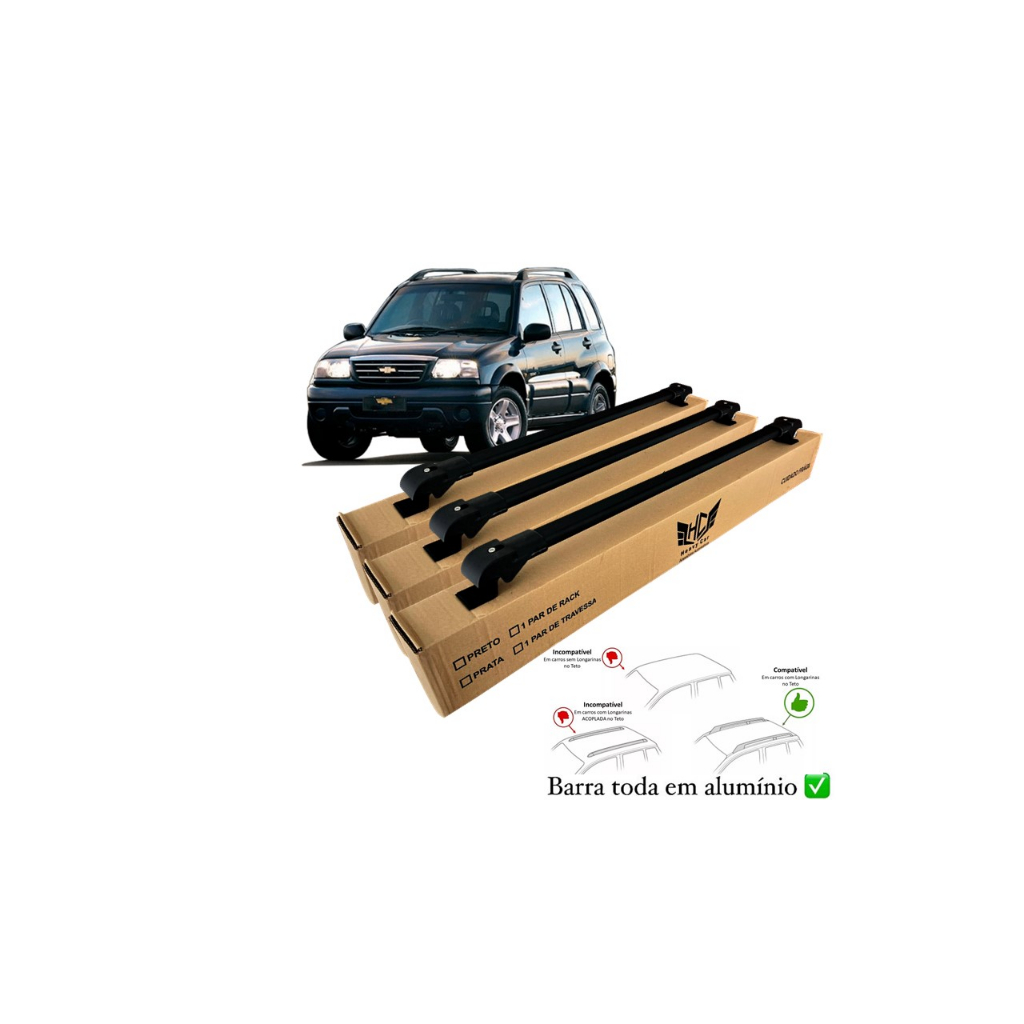 Bagageiro Chevrolet Tracker 2006 A 2010 3 Barras Rack Slim Barra Alumínio