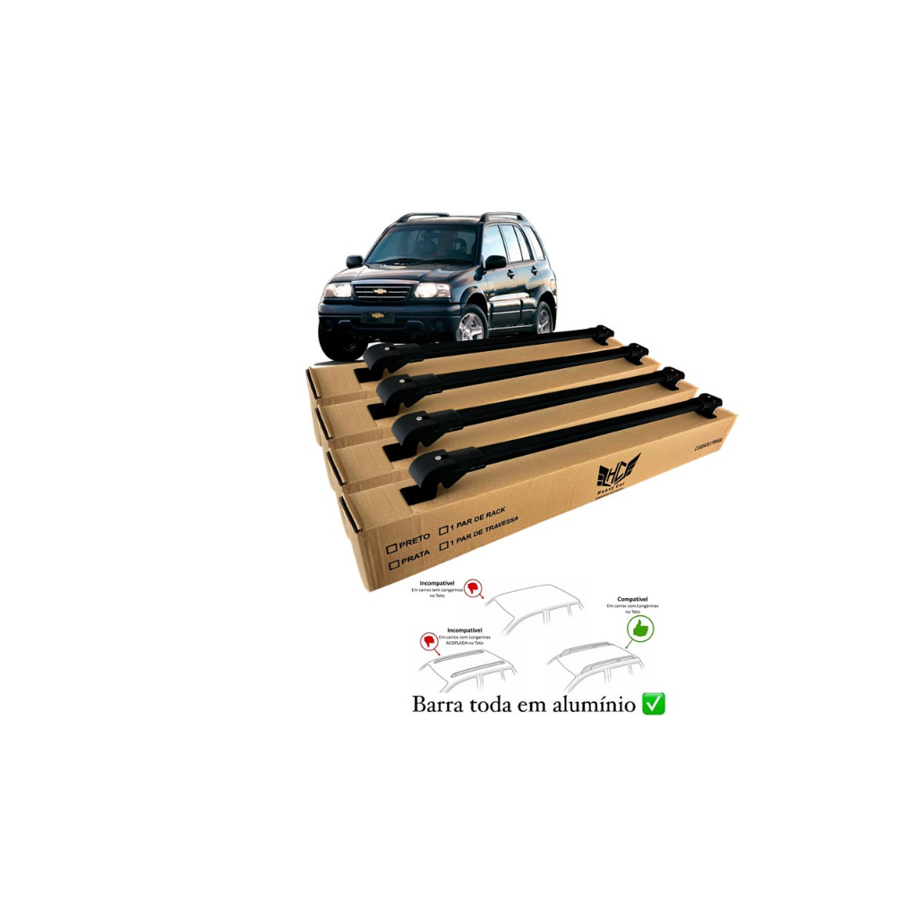 Bagageiro Chevrolet Tracker 2006 A 2010 4 Barras Rack Slim Barra Alumínio
