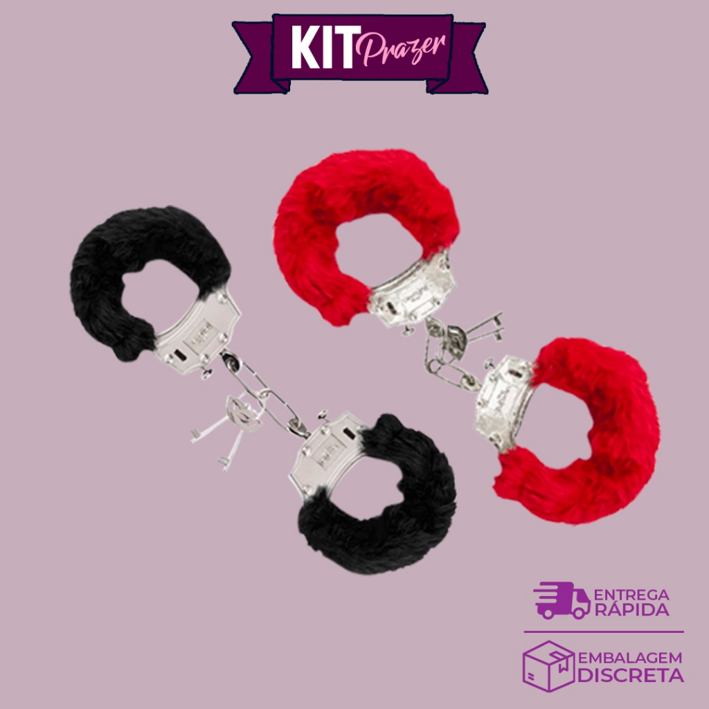 Algema Pelúcia Colorida Com Metal Para Fantasias Sexual Com Chave Para Abrir