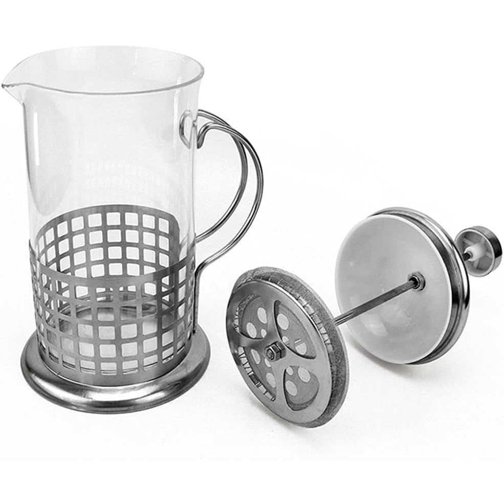 Cafeteira Prensa Francesa Vidro Inox, Cremeira, Chaleira, Cafeteira, French Press - 350ml