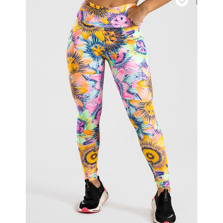 Kit 2 Calças Legging Estampada Feminina Cos Alto Suplex Fitness Academia