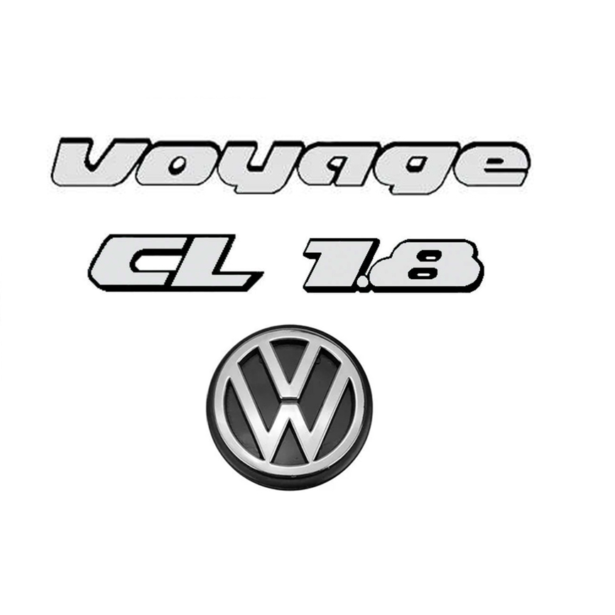 Kit Emblema Volkswagen Voyage Cl 1.8 Logo Vw Mala 1990/1997