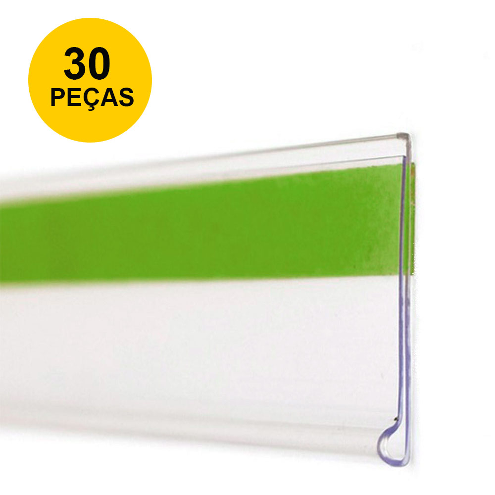 Porta Preço Etiqueta Gondola Prateleira Mercado - 30 Peças