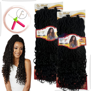 Kit 2 Cabelo Goddess Locs Weng Fibra Orgânica Crochet braids + Agulha
