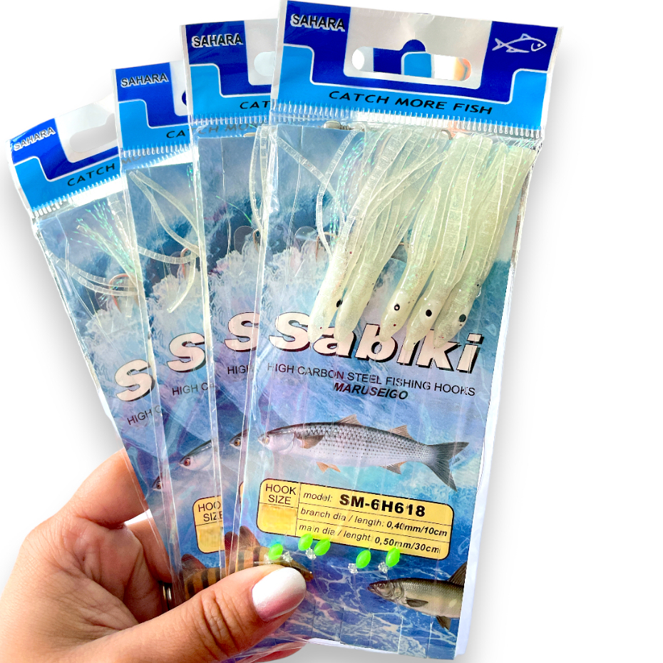 Isca Artificial Sabiki Lula (Lulinha) Luminosa Para Pesca Sahara Disponível em Vários Tamanhos