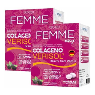 Kit 2 Colágeno Verisol + Vit C 60 balas Mastigáveis Prevent