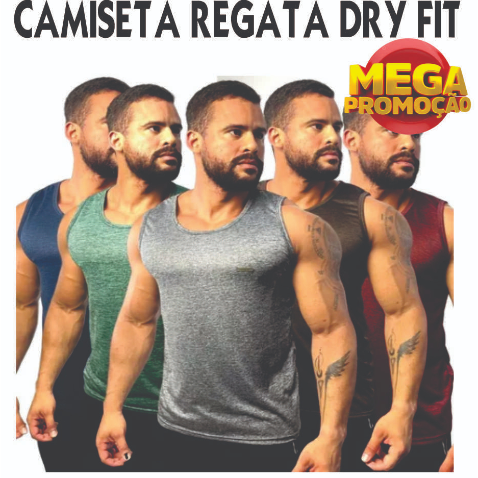 10 Regatas Dry Fit Poliéster Atacado Oferta Kit Revenda Cores Sortidas Regata Academia Treino