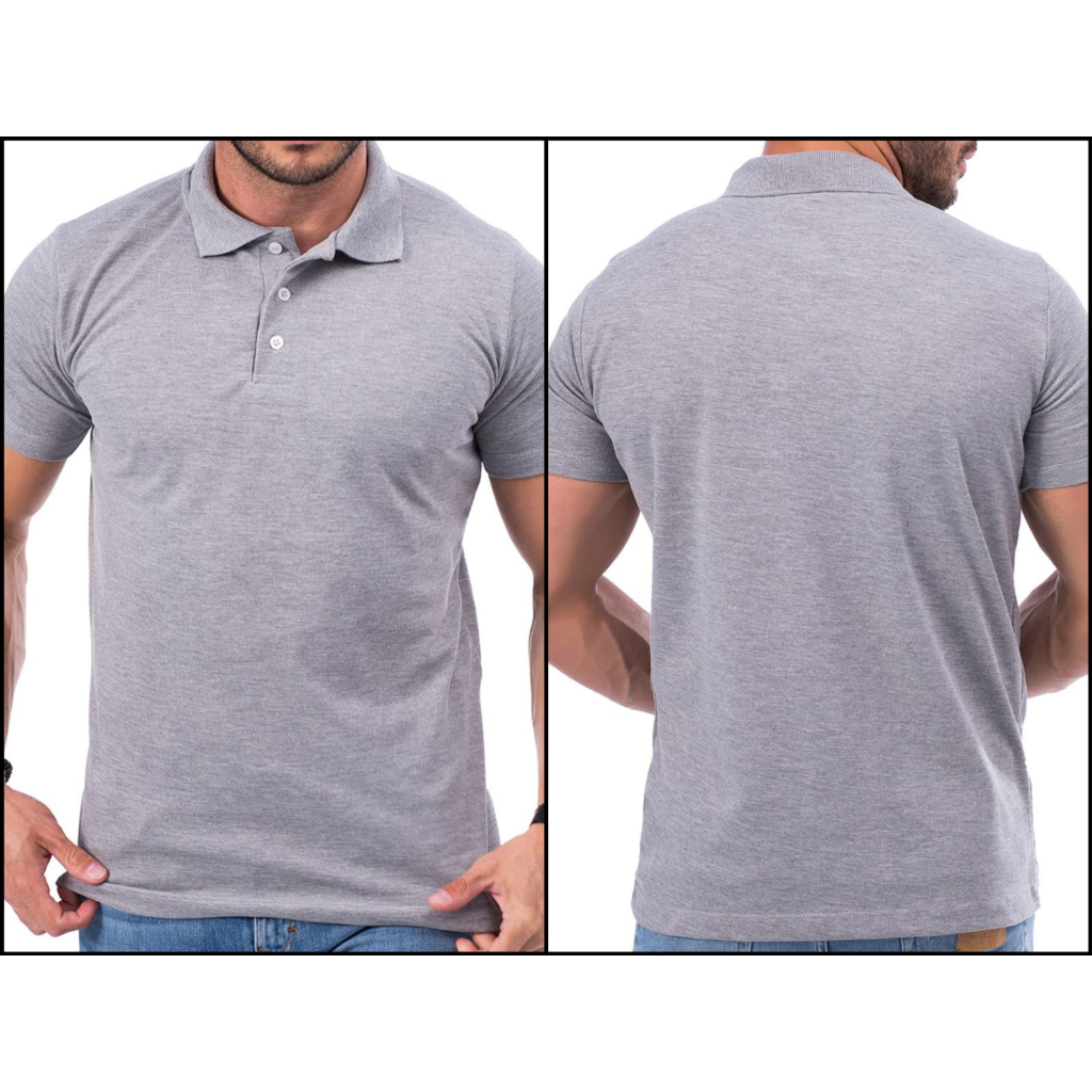 Camiseta Polo Cinza Masculina Social Lisa Camisa Gola Polo