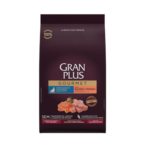 Ração Granplus Gourmet Para Gatos Castrados Sabor Salmão 3Kg em Oferta na Shopee