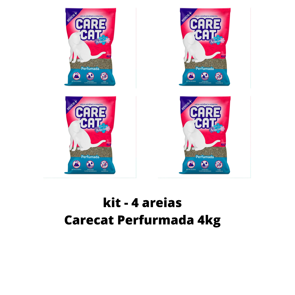Kit 4 Areia Higiênica Gatos Carecat Perfumada 4 kg