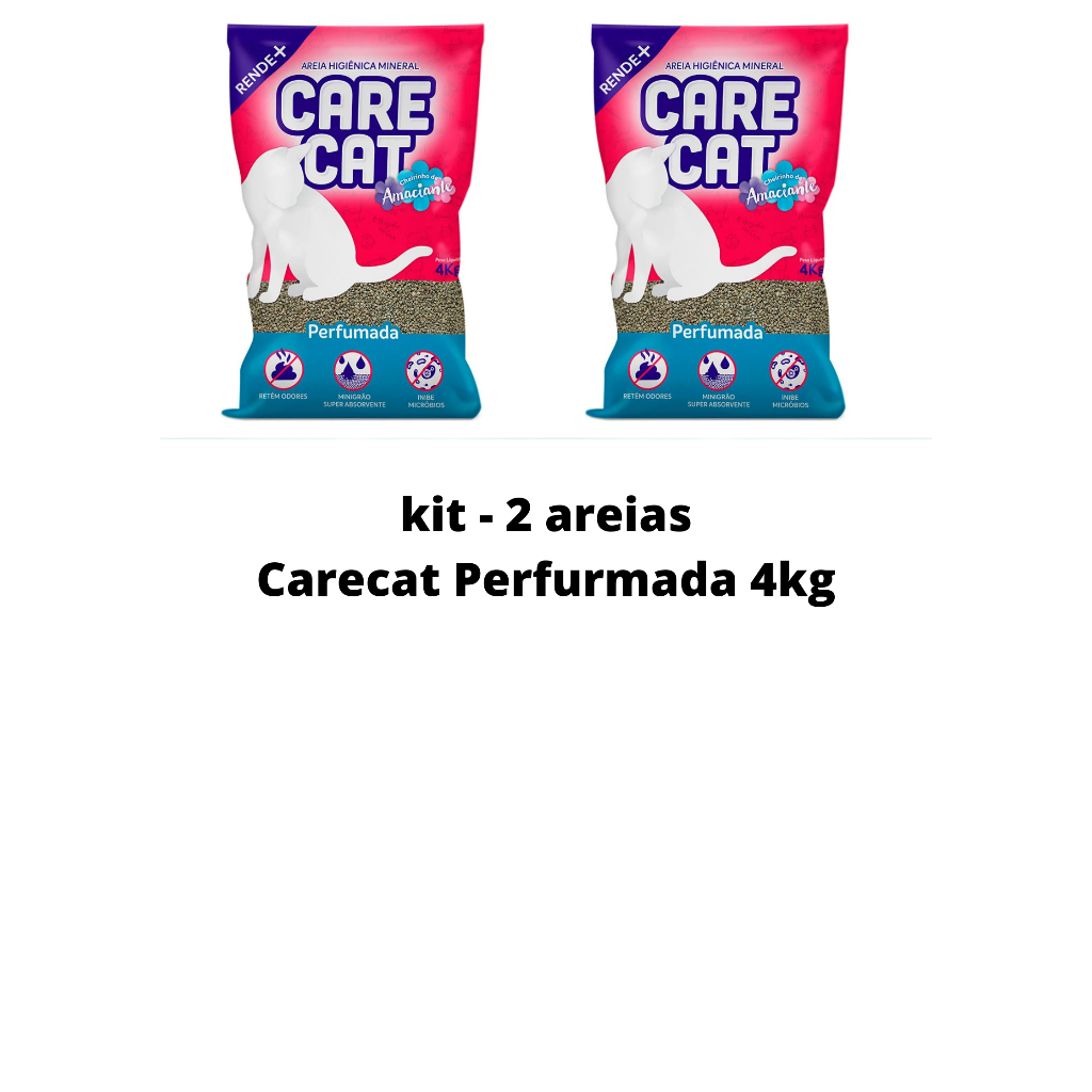 Kit 2 Areia Higiênica Gatos Carecat Perfumada 4 kg
