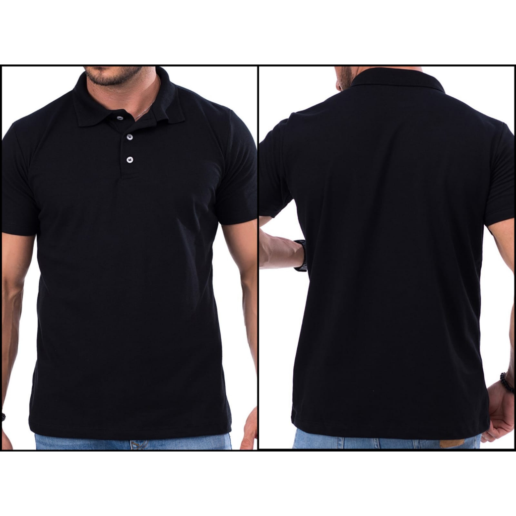 Camiseta Polo Preta Masculina Social Lisa Camisa Gola Polo Para Homem