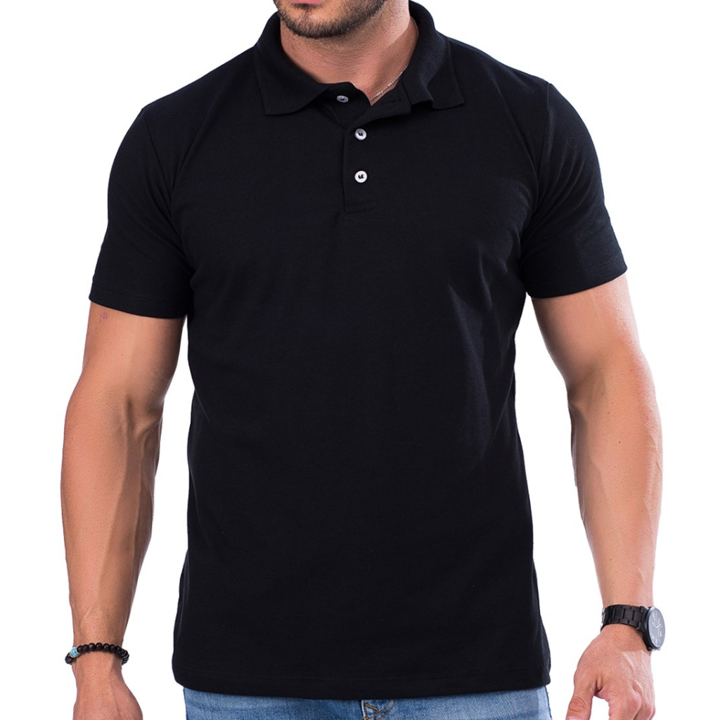 Camiseta Polo Preta Masculina Social Lisa Camisa Gola Polo Para Homem