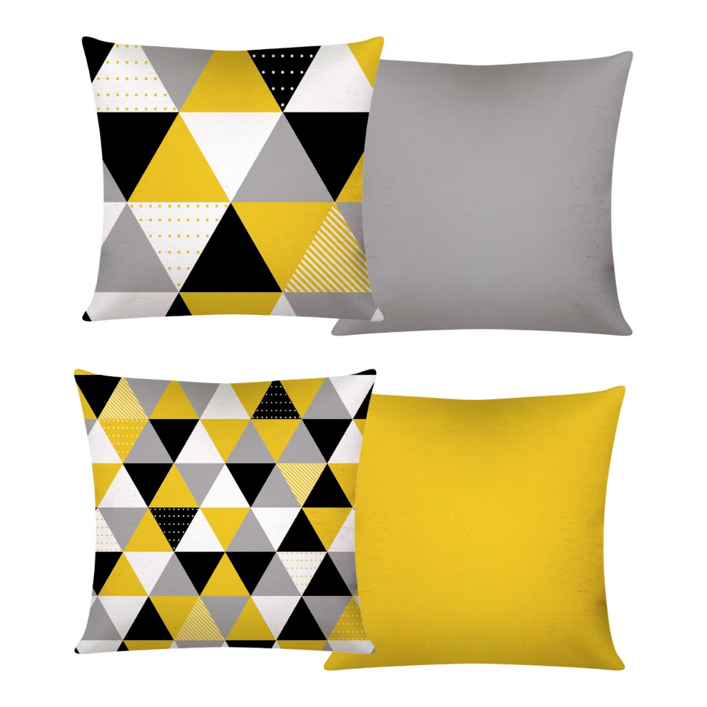 Kit c/ 4 Capas de Almofada Decorativas Modern Print 45x45 - Geométrica Amarela em Oferta na Shopee