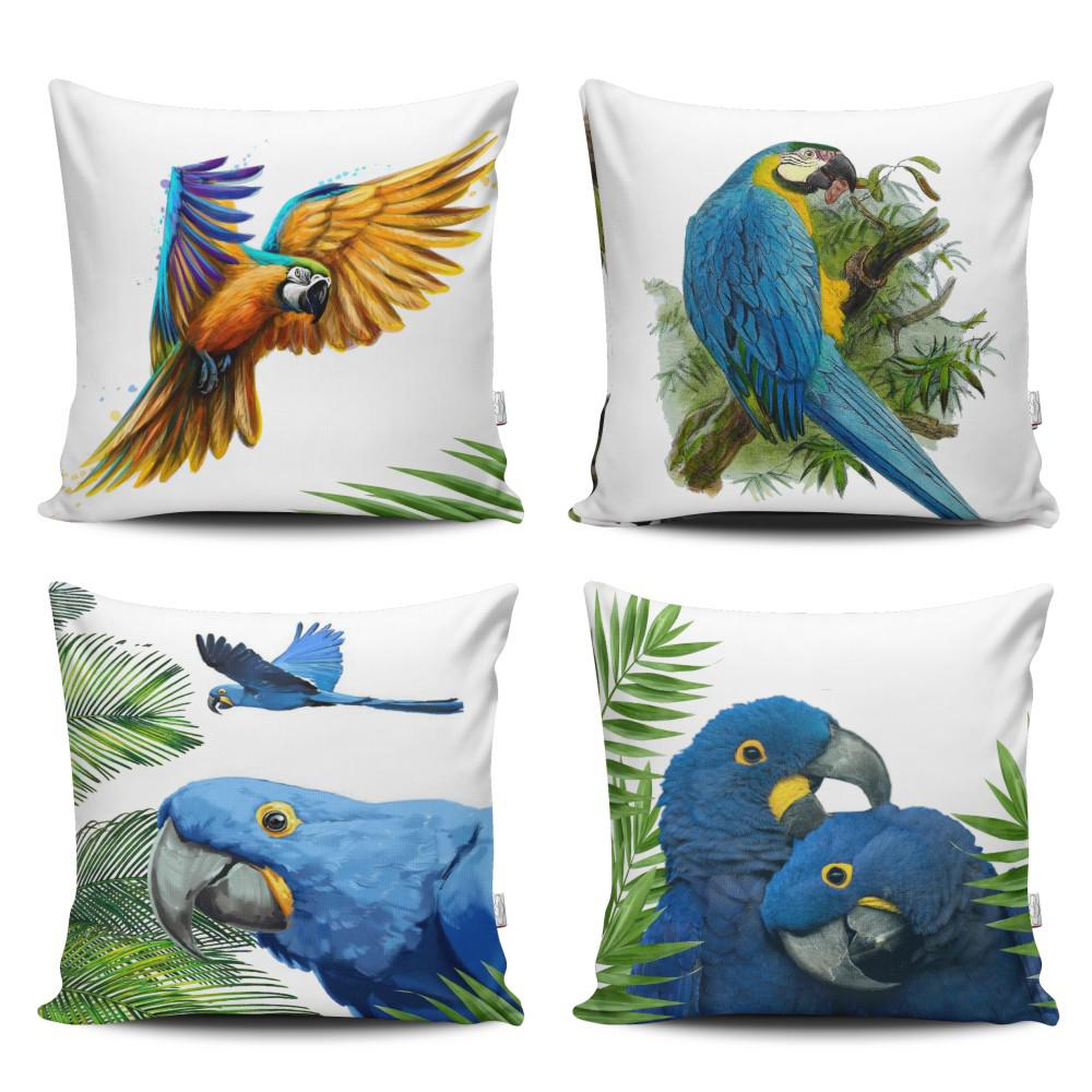 Kit c/ 4 Capas de Almofada Decorativas Modern Print 45x45 - Arara Azul em Oferta na Shopee