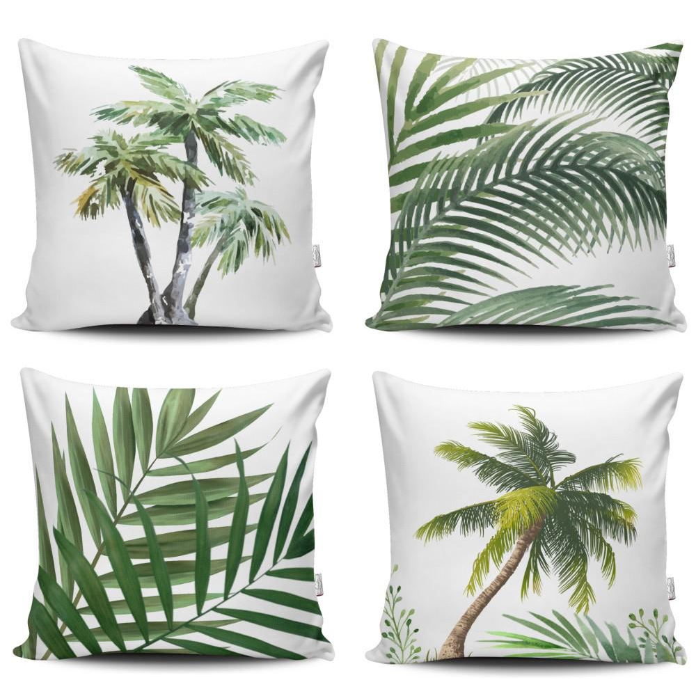 Kit c/ 4 Capas de Almofada Decorativas Modern Print 45x45 - Folhagem Verde em Oferta na Shopee
