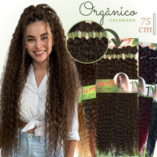 Cabelo Cacheado 75cm 100% Orgânico Fibra Premium 300gr 9 Telas