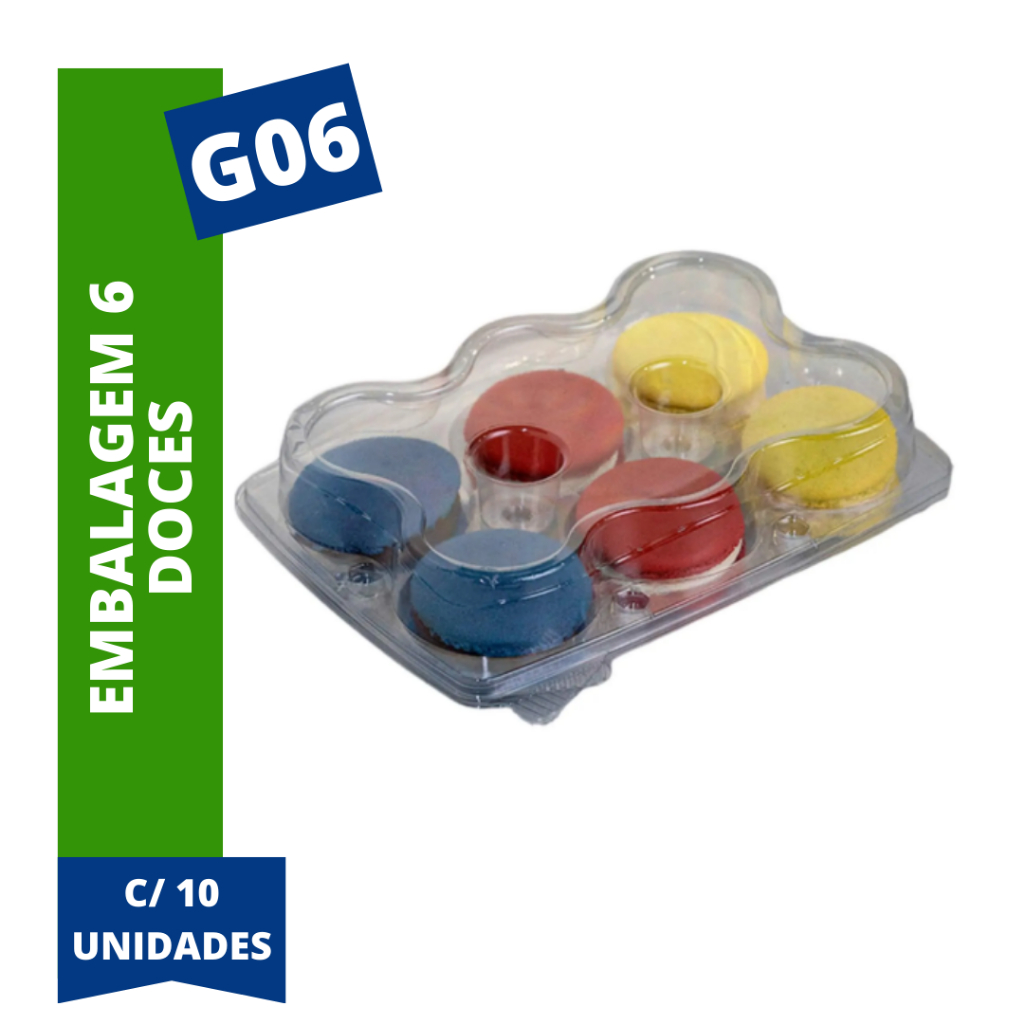 Embalagem para 6 Doces, Macaron - G06 - 10 Unidades - Galvanotek