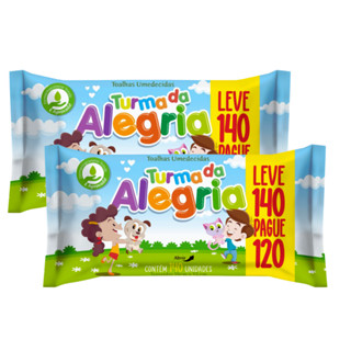 Kit C/2 Toalhas Lenços Umedecidos Turma da Alegria c/ 140 Un 19x13cm