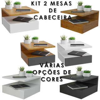 KIT 2 Mesa de Cabeceira Suspensa com Gaveta e Prateleira Várias Cores Mesinha Suspenso em Oferta na Shopee