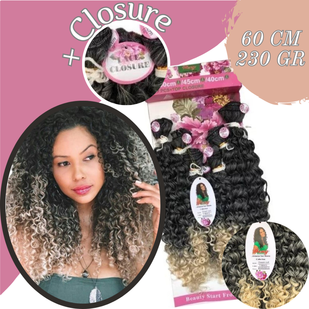 Cabelo Orgânico Cacheado Brazuca Weng 6 Telas Top Closure