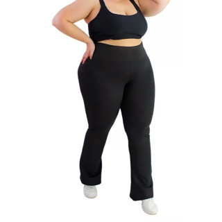 Calça Bailarina Flare Suplex Cintura Alta Plus Size Promoção