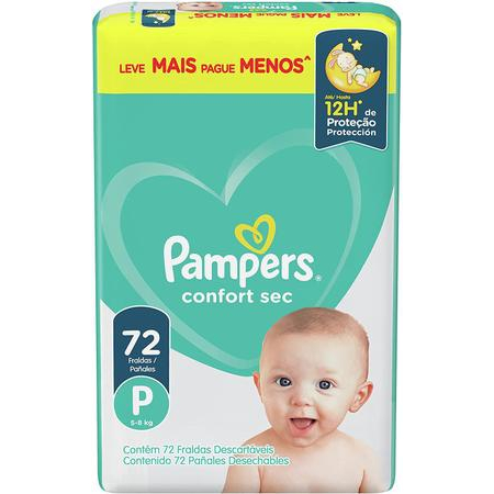 Pampers Confort Sec Fraldas Descartaveis Tamanho P com 72 Unidades