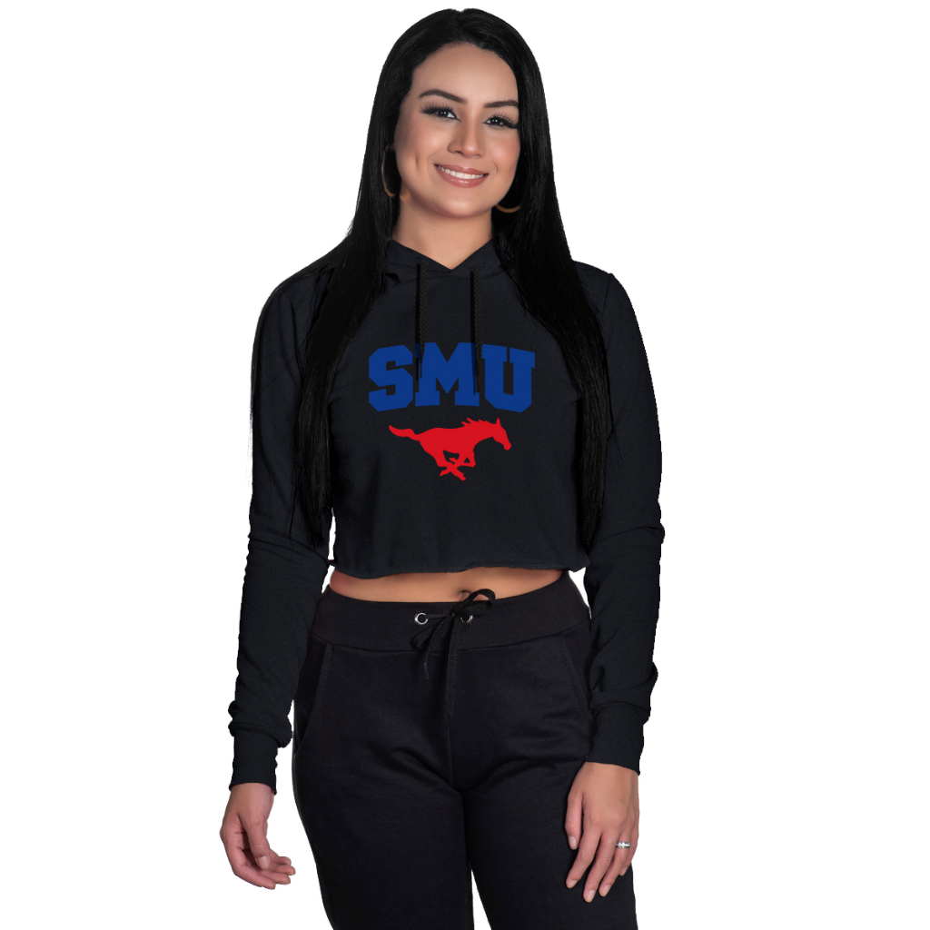 Cropped De Moletom Feminino SMU Mustangs Time De Basquete Pronta Entrega