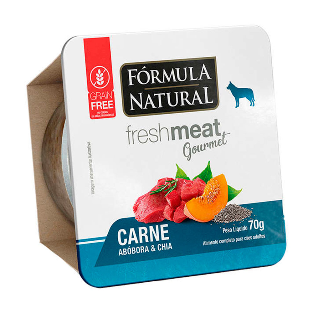 Ração Úmida Fórmula Natural Fresh Meat Gourmet Cães Adultos Carne, Abóbora e Chia 70g