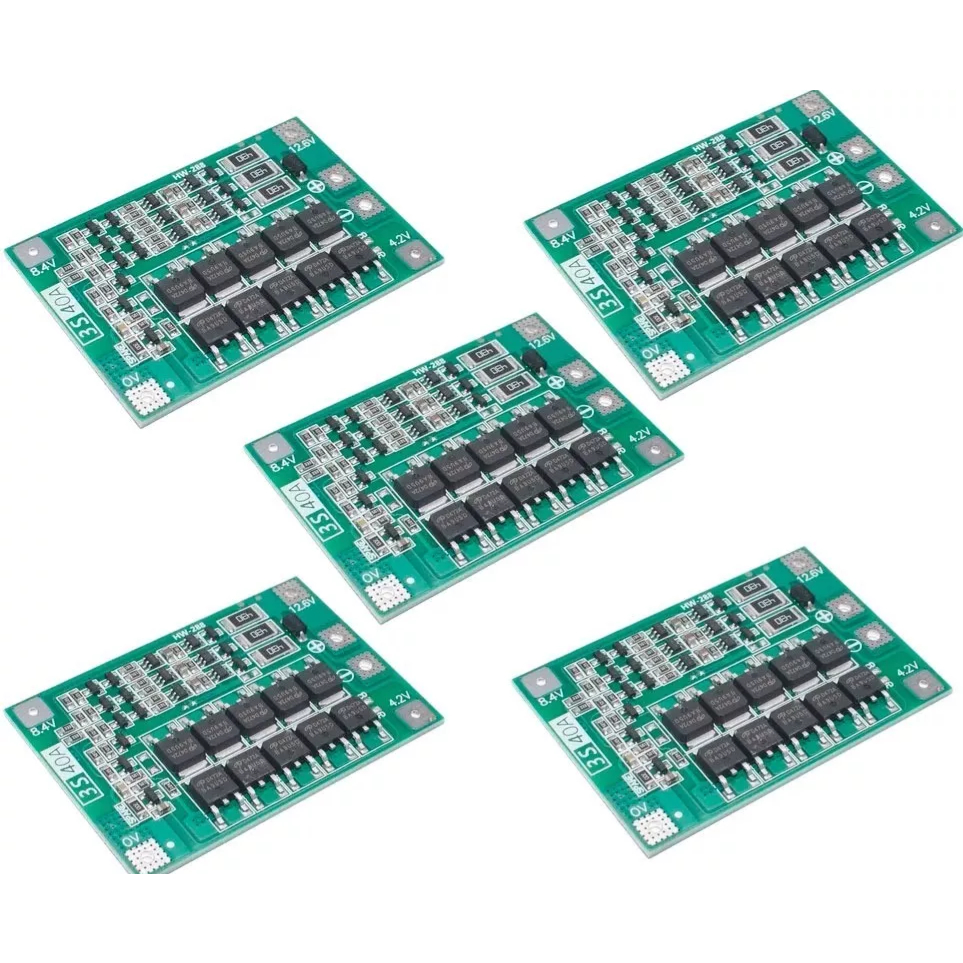 KIT 5 UNIDADES Placa de Proteção BMS 3S 40A 12,6V - Bateria Lipo Li-ion lítio 18650 em Oferta na Shopee