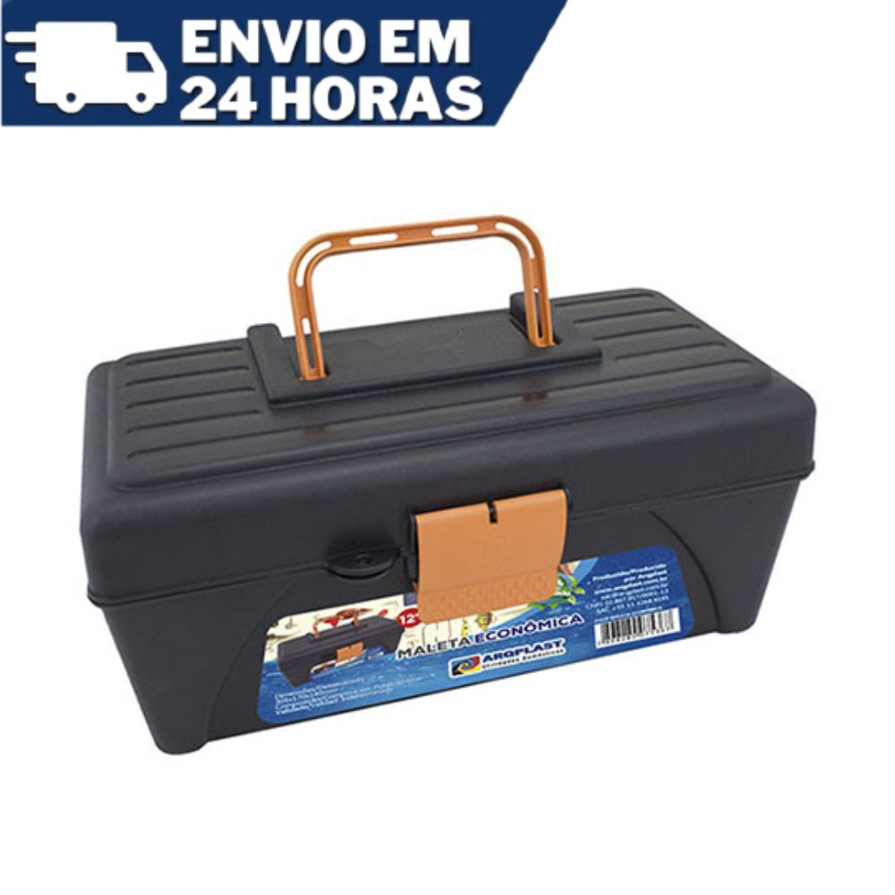 Maleta Caixa Organizadora De Pesca Pescaria Econômica Arqplast 25478 Com Bandeja Com 07 Divisões p/ Pesca e Ferramentas Multiuso