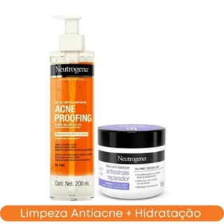 Kit Sabonete Acne Proofing Pele Acneica 200ml + Hidratante Facial Face Care Antissinais Reparador 100g Neutrogena - Neutrogena