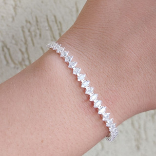 Pulseira feminina riviera com navetes banhada na prata 925