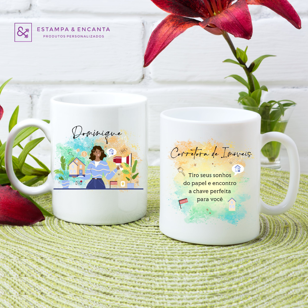 Caneca de Cerâmica Personalizada Profissão Corretora de Imóveis